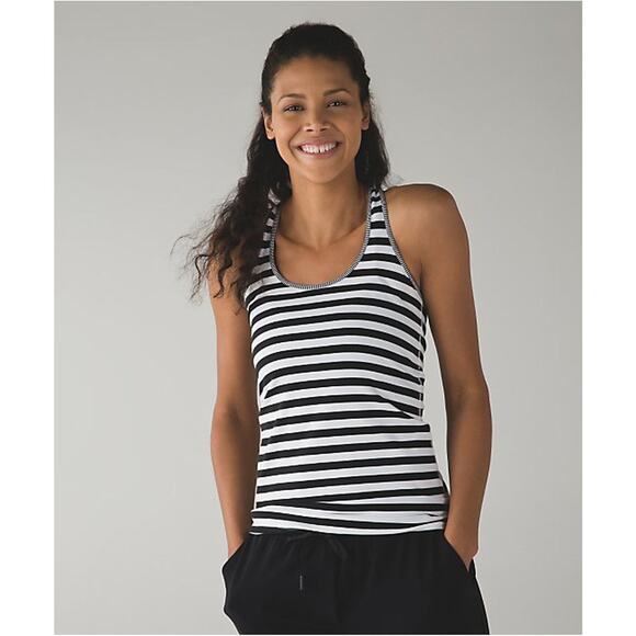 LULULEMON Women's Cool Racerback In Apex Stripe Black White - Picture 2 of 8